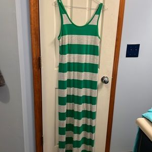 Large green/gray long maxi dress